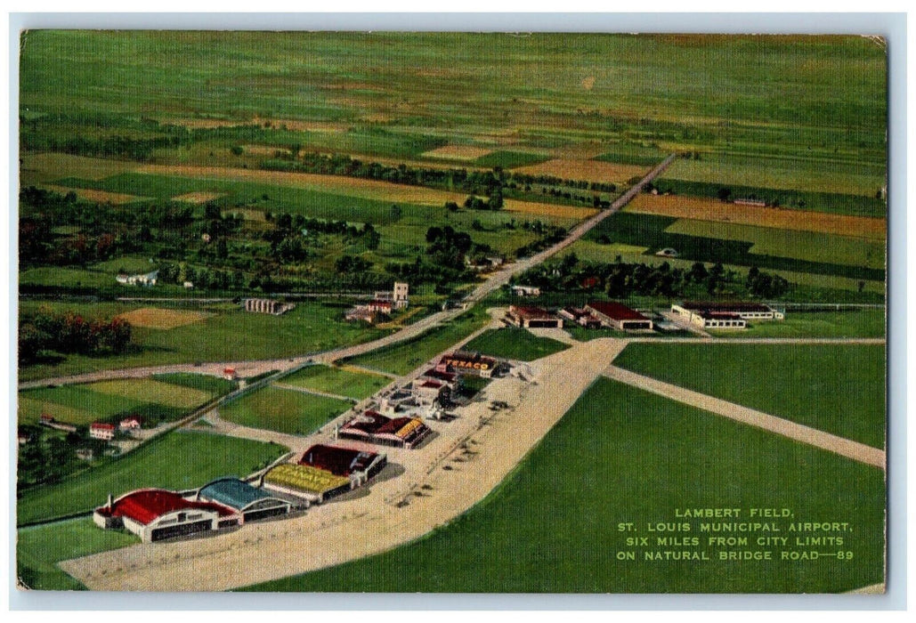 c1940 Aerial View Lambert Field St Louis Municipal Airport Missouri MO Postcard