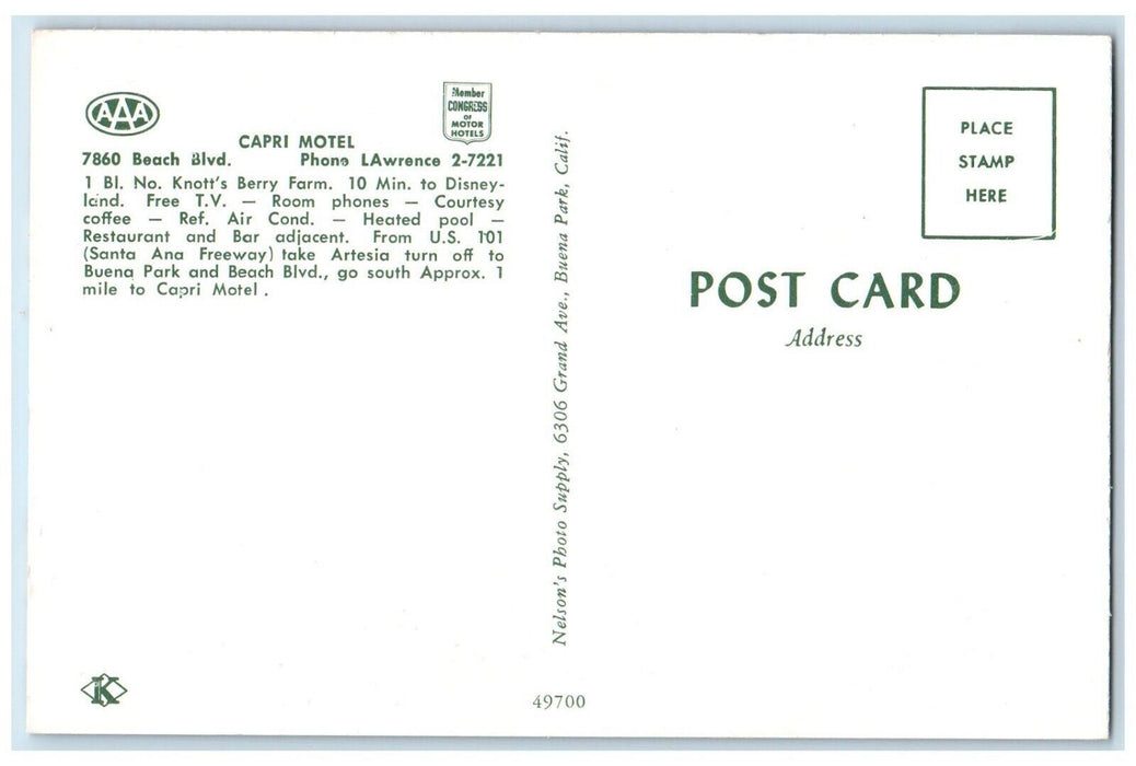 c1960 Capri Motel Beach Boulevard Exterior Building Daytona Florida FL Postcard