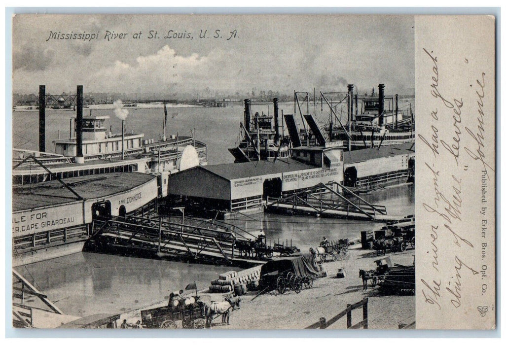 1910 Aerial View Mississippi River St Louis Missouri MO Vintage Antique Postcard