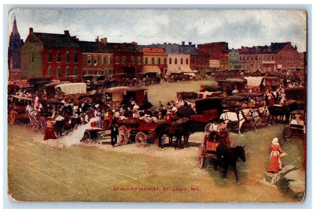 c1910 Sculard Market Horse St Louis Missouri MO Vo Hammon Publishing CO Postcard