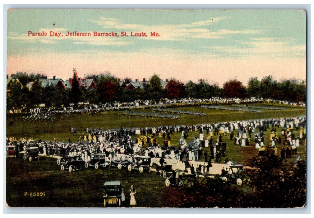 1910 Parade Day Jefferson Barracks St Louis Missouri MO Vintage Antique Postcard