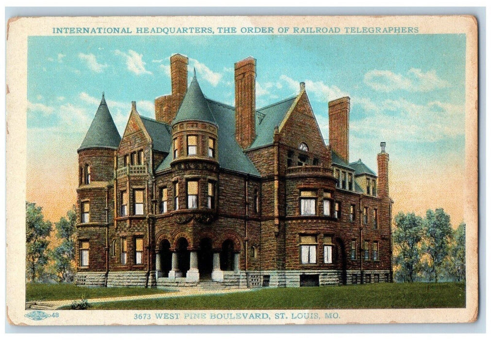 1910 International Headquarters Order Railroad Telegraphers St Louis MO Postcard