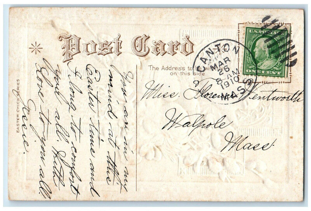 1910 Easter Holy Cross Egg Nest Chick Flowers Pipe Berry Nash Embossed Postcard