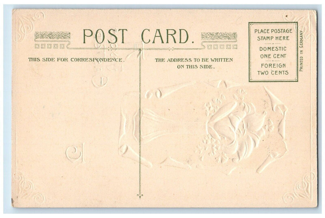 c1910's Easter Lily Flowers In Vase John Winsch Artist Signed Embossed Postcard