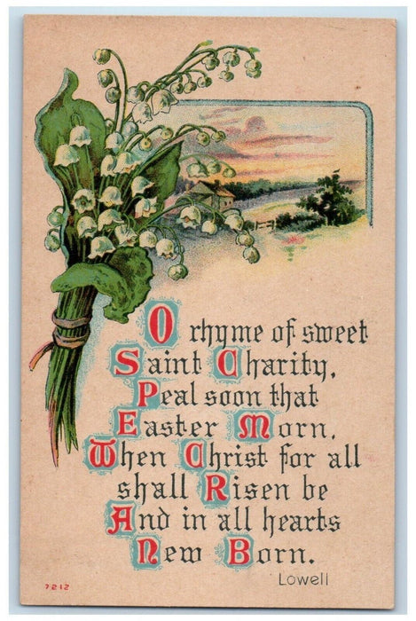 c1910's Easter Message Bundle Of Flowers John Winsch Posted Antique Postcard