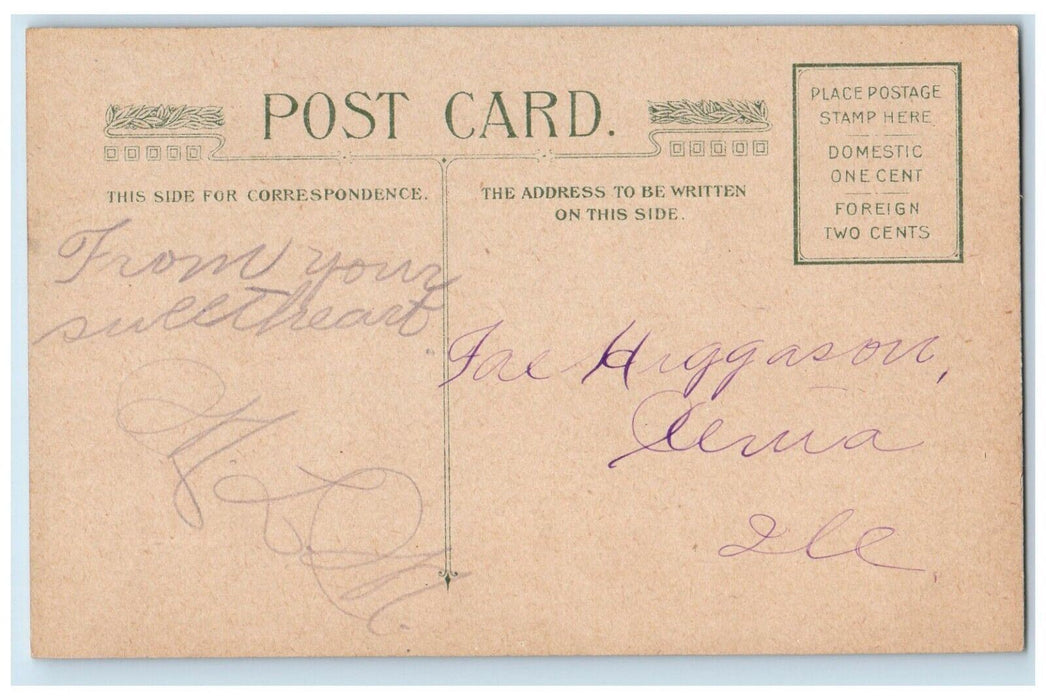 c1910's Easter Message Bundle Of Flowers John Winsch Posted Antique Postcard