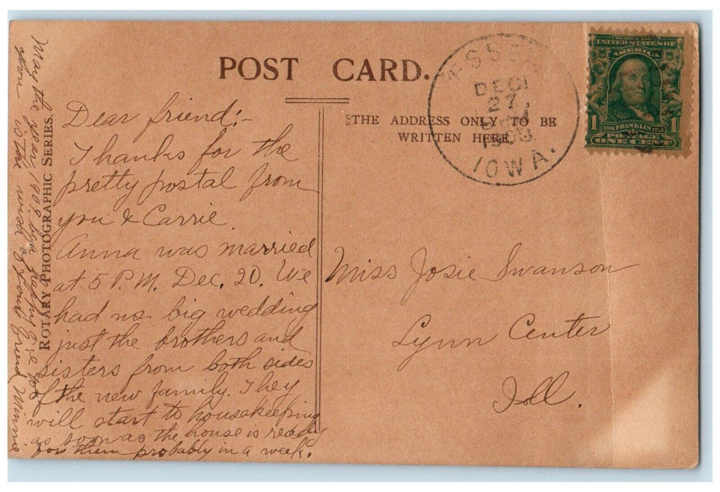 1908 Sailboat Tide Turning Calendar Essex Iowa IA Posted Antique Postcard