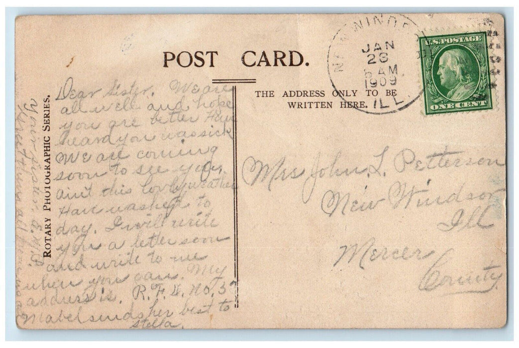 1909 Sailboat View Calendar New Windsor Illinois IL Posted Antique Postcard