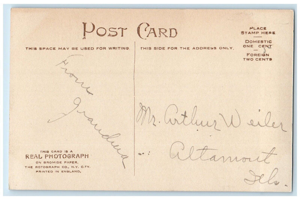 1910 Boat Calendar Rotograph Altamont Illinois IL Posted Antique Postcard