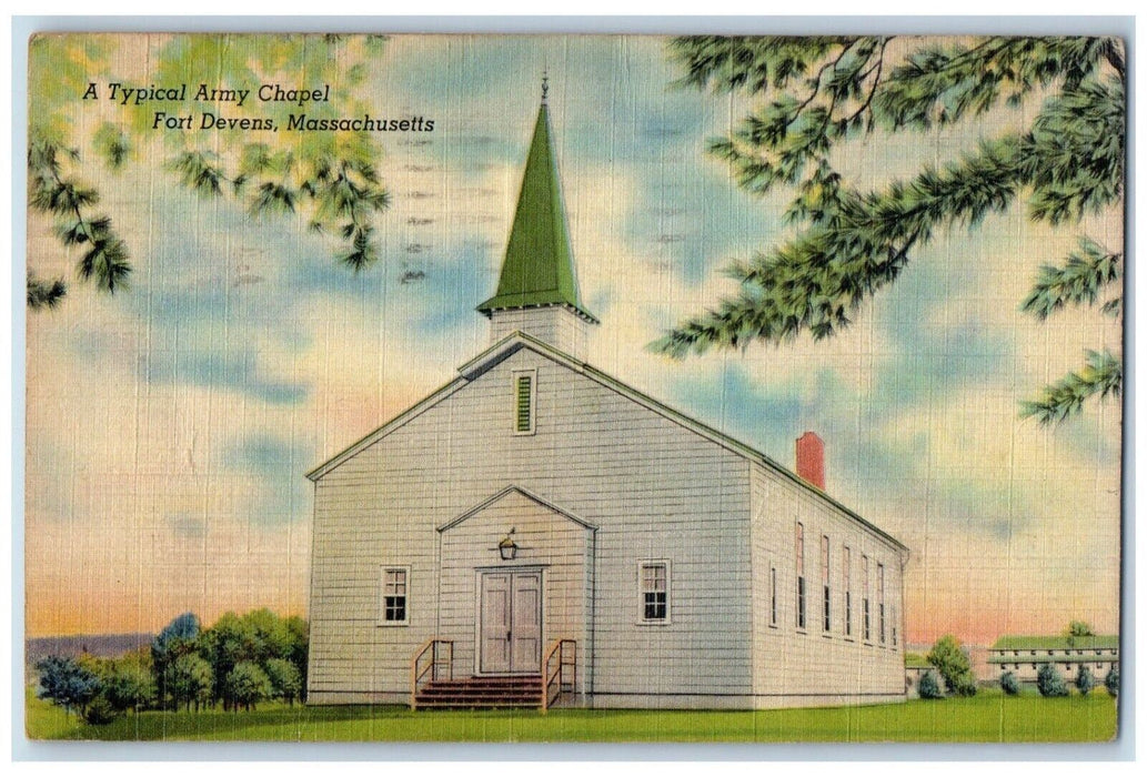 1948 Typical Army Chapel Exterior Church Fort Devens Massachusetts MA Postcard