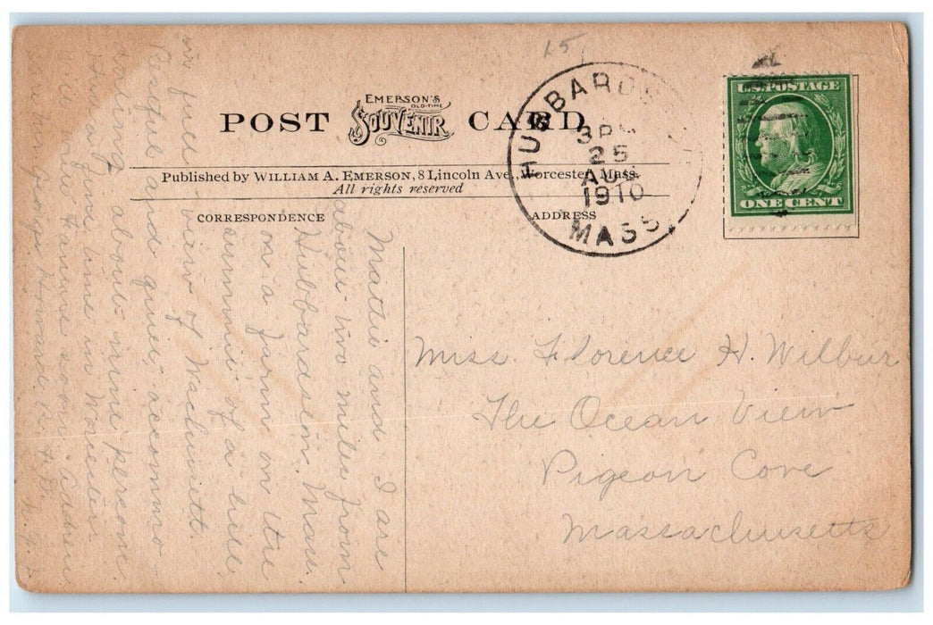 1910 Lookout Summit Shed Mt. Wachusett Emerson's Souvenir Massachusetts Postcard