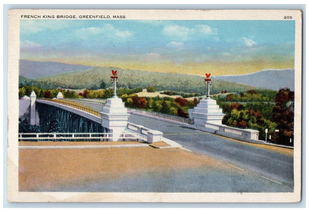 c1920 French King Bridge Road Greenfield Massachusetts Vintage Antique Postcard