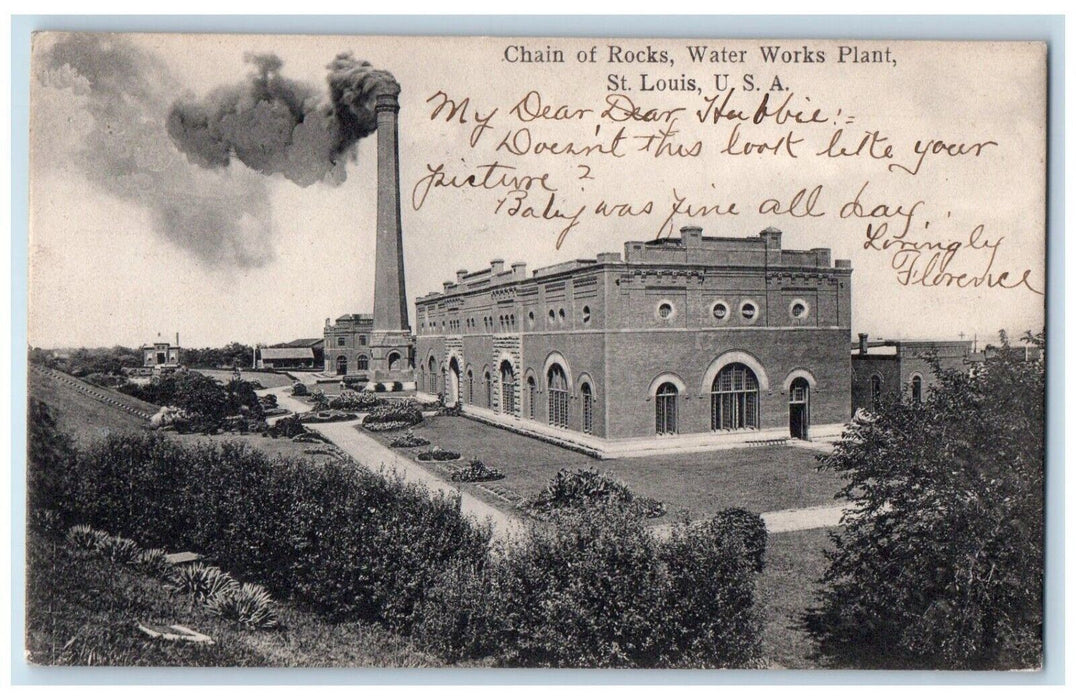 1907 Chain Rocks Water Works Plant St Louis Missouri MO Alton Illinois Postcard