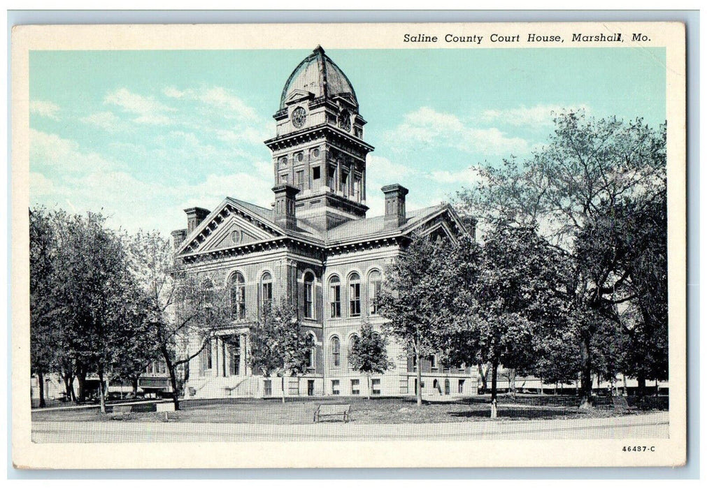 1939 Exterior Saline County Court House Building Marshall Missouri MO Postcard