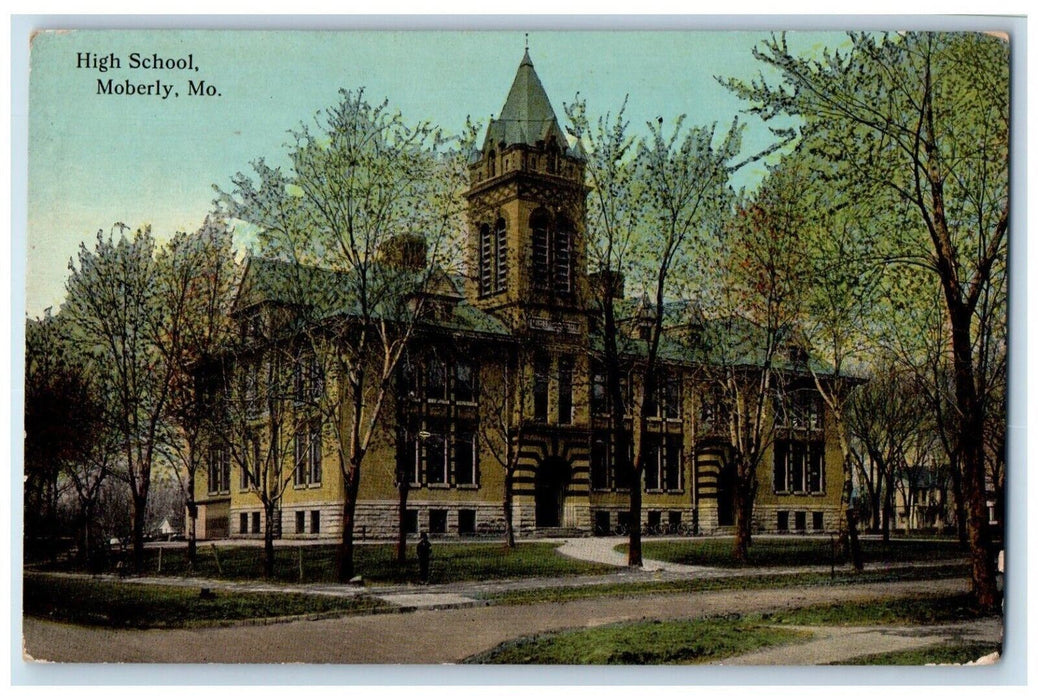 c1910 Exterior View High School Building Moberly Missouri MO Unposted Postcard