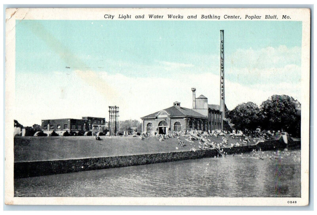 1950 City Light Water Works Bathing Center Poplar Bluff Missouri Posted Postcard