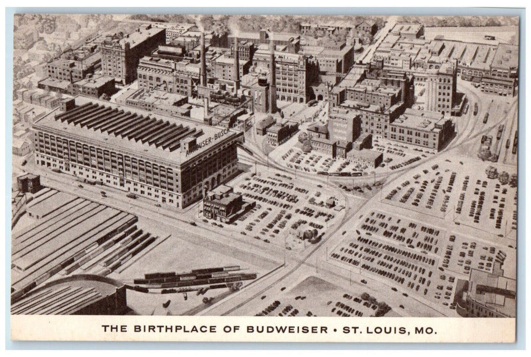 c1910 Birds Eye View Birthplace Budweiser St Louis Missouri MO Vintage Postcard