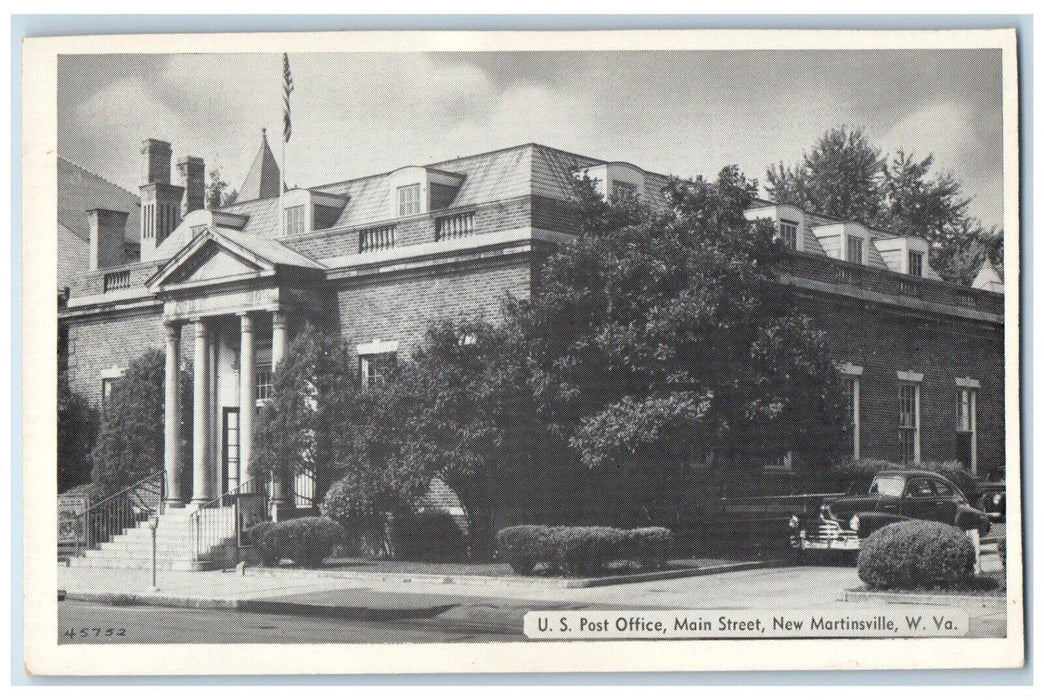 c1940 US Post Office Main Street New Martinsville West Virginia Vintage Postcard