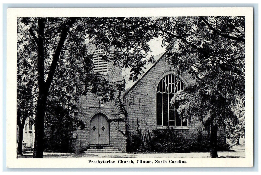 c1940 Exterior View Presbyterian Church Building Clinton North Carolina Postcard