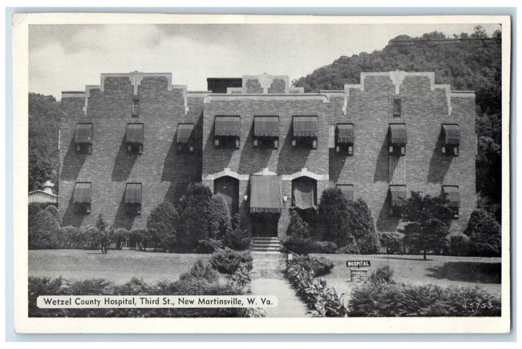 1940 Wetzel County Hospital New Martinsville West Virginia W VA Vintage Postcard