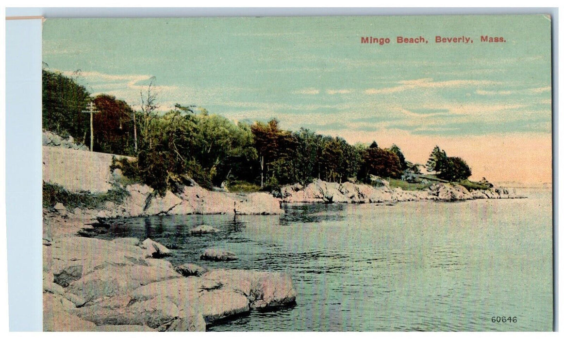 c1910 Mingo Beach Rocks Trees Beverly Massachusetts MA Vintage Antique Postcard