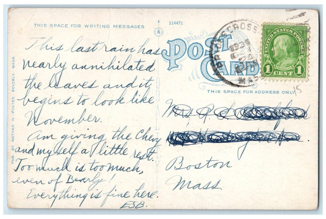 1932 Ocean View Mingos Beach Drive Street Road Beverly Massachusetts MA Postcard