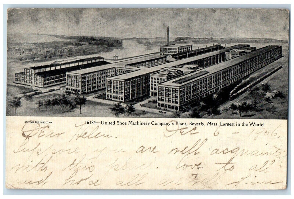 1906 United Shoe Machinery Companys Plant Factory Beverly Massachusetts Postcard