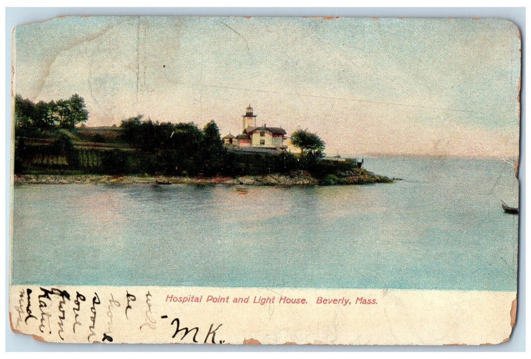 1908 Hospital Point Light House Exterior Building Beverly Massachusetts Postcard