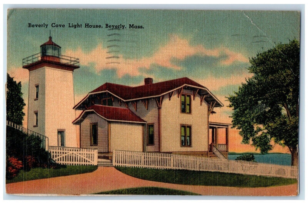 1944 Beverly Cove Light House Exterior Building Beverly Massachusetts Postcard