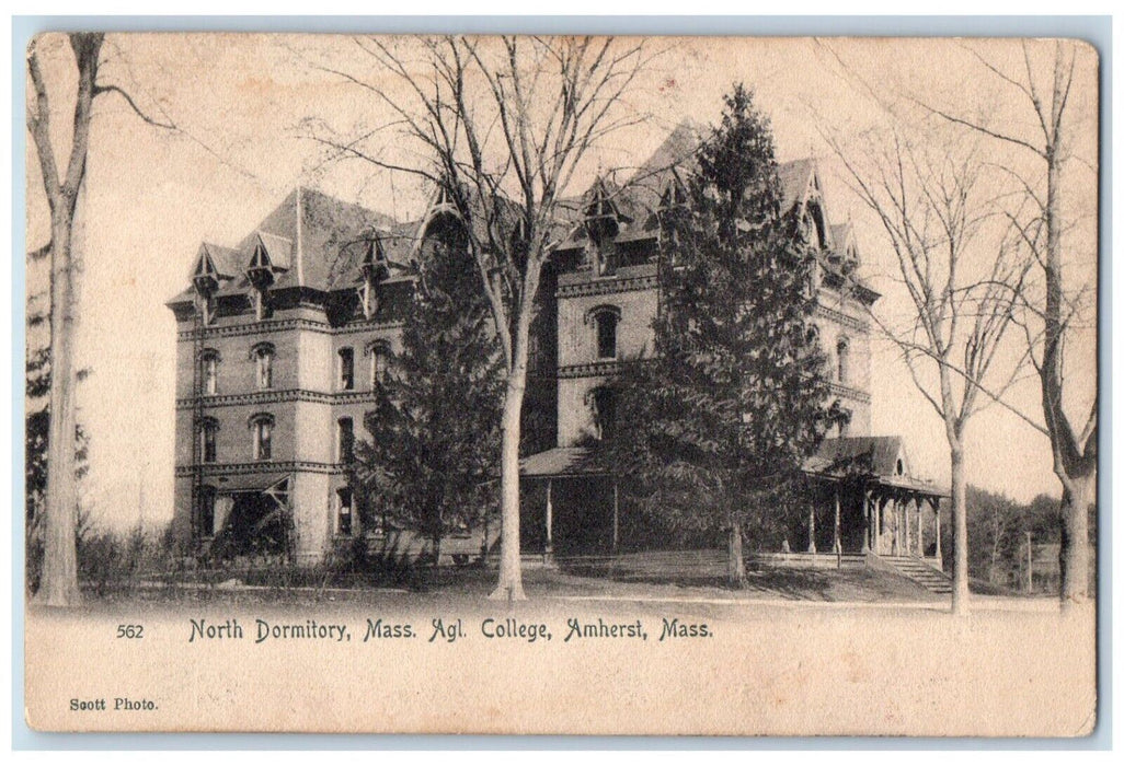 c1905 North Dormitory College Agl Exterior Road Amherst Massachusetts Postcard