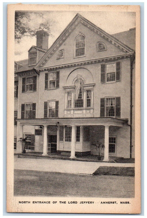 c1940 North Entrance Front Lord Jeffrey Exterior Amherst Massachusetts Postcard