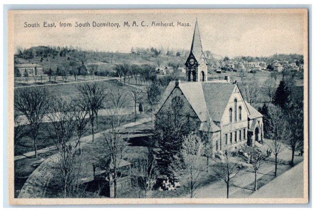 1929 South East South Dormitory M.A.C. Exterior Amherst Massachusetts Postcard