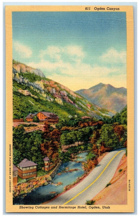 c1940 Ogden Canyon Showing Cottages Hermitage Hotel Ogden Utah Vintage Postcard