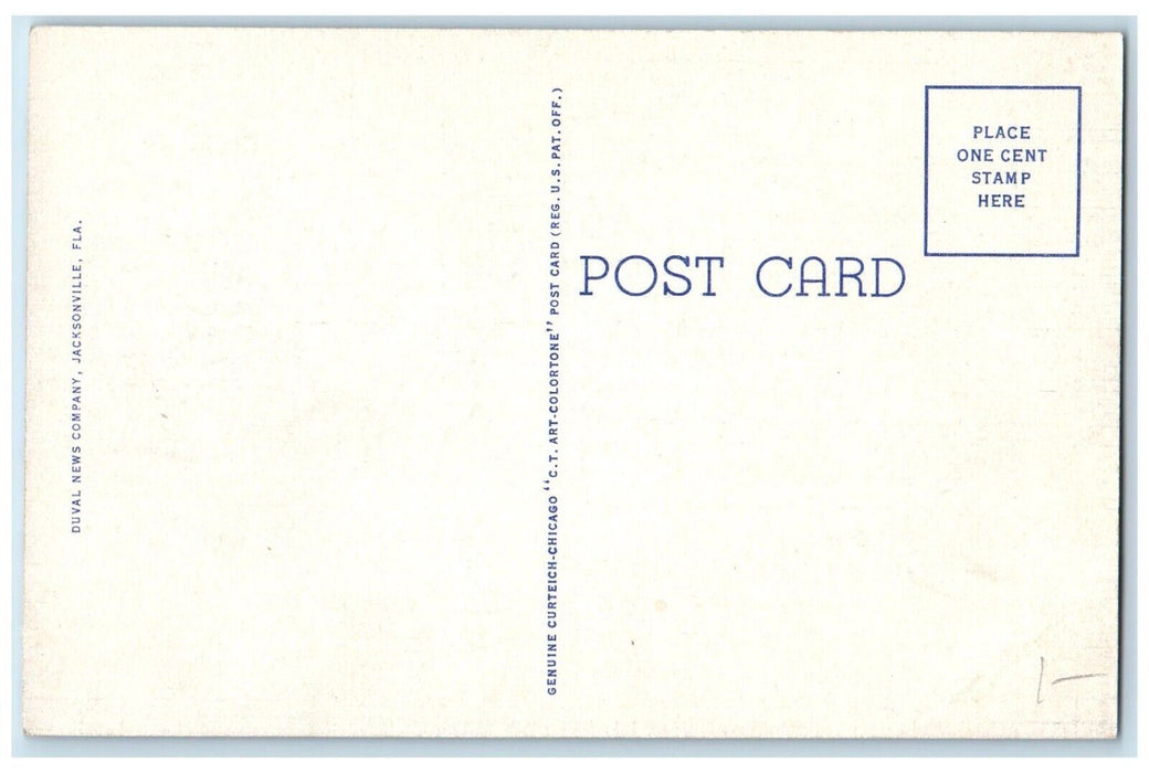 c1940 Aerial View Highway Railroad Bridges St John River Jacksonville Postcard