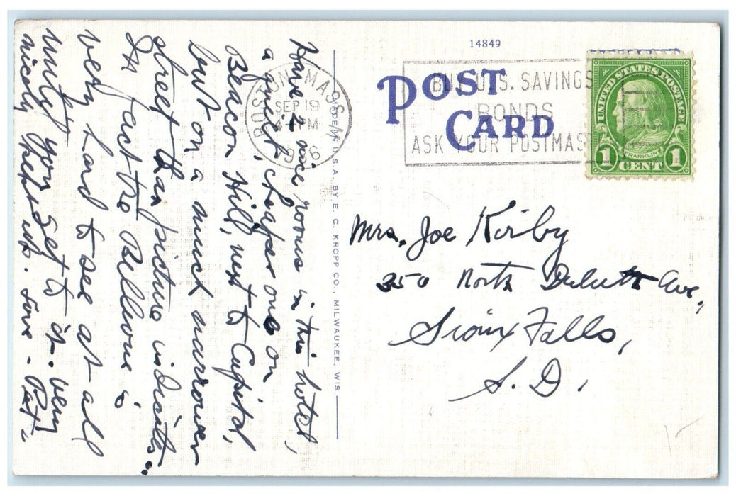 1936 Hotel Bellevue Beacon Street Beacon Hill Boston Massachusetts MA Postcard