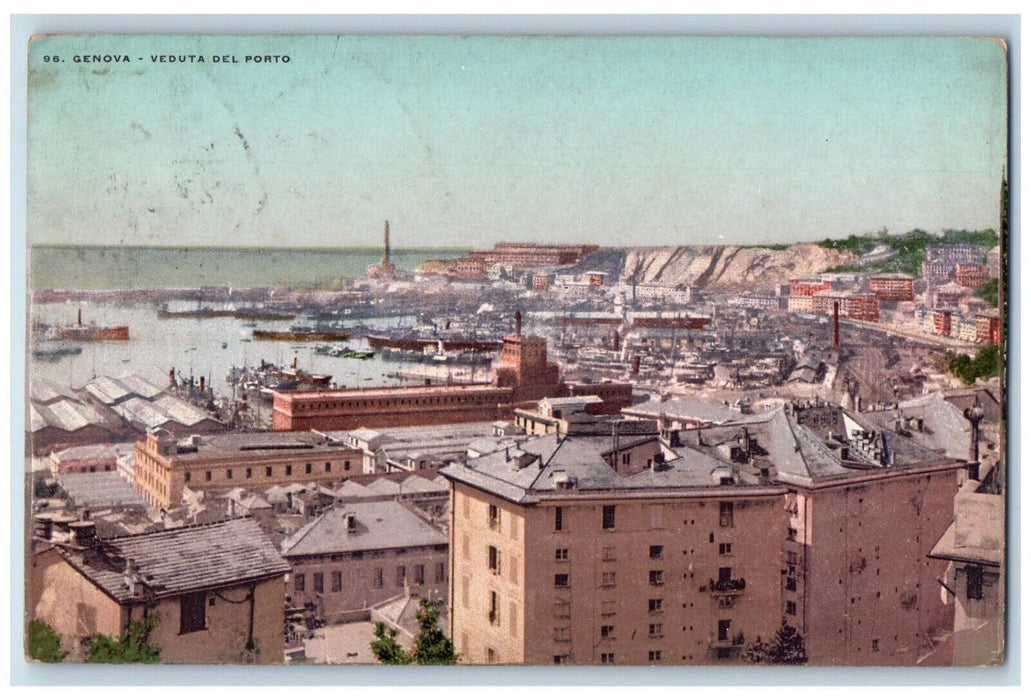 1909 General View of Genova-Veduta Del Porto Italy Antique Posted Postcard
