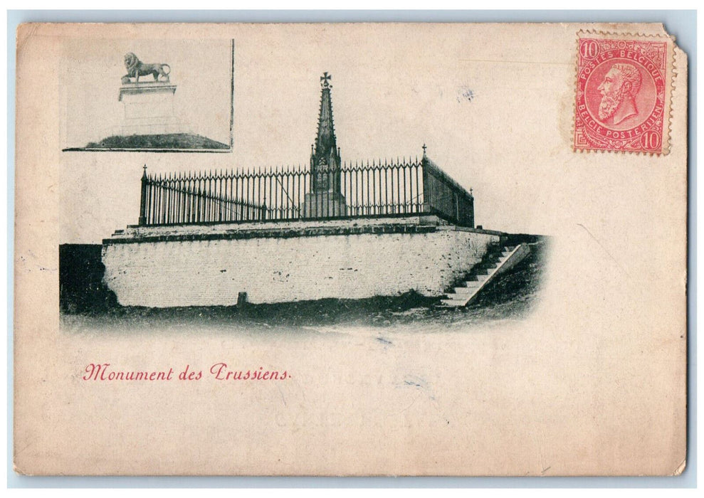 1909 View of Monument Des Brussiens Lasne Belgium Antique Posted Postcard