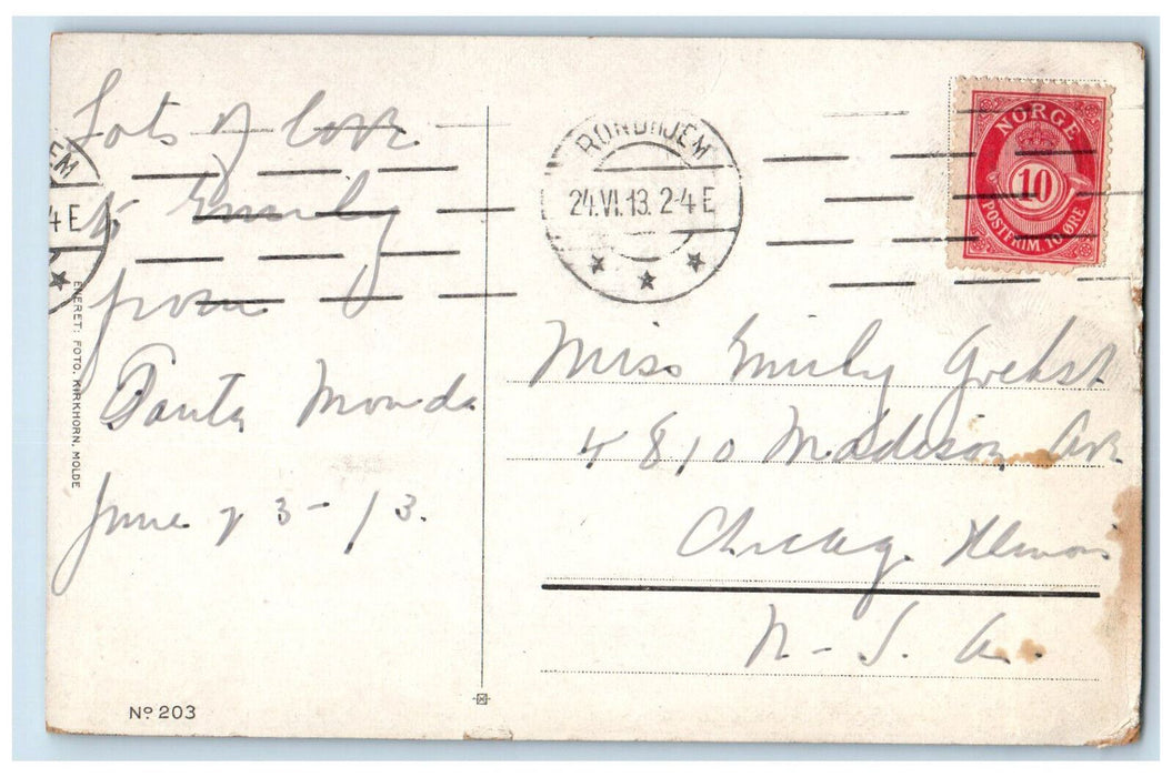 1913 Horse Carriage Geirangerfjord Gelranger Norway Antique Posted Postcard