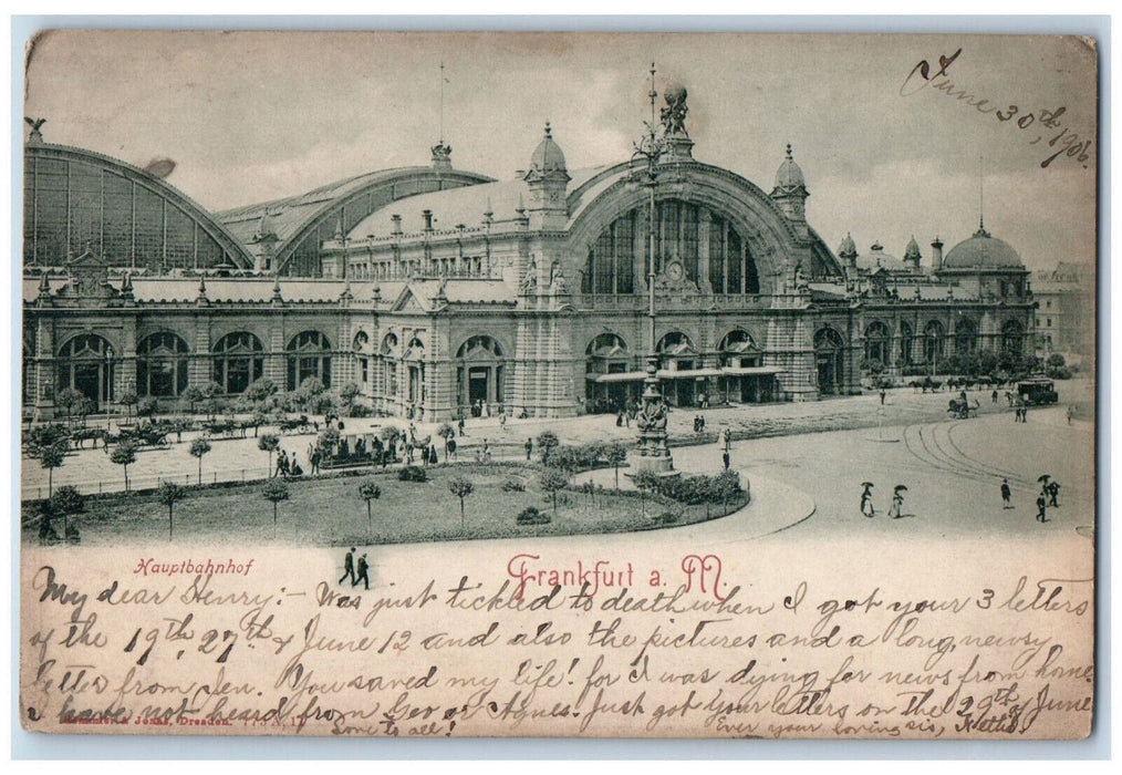 c1905 Hauptbahnhof Frankfurt am Main, Germany Antique Posted Postcard