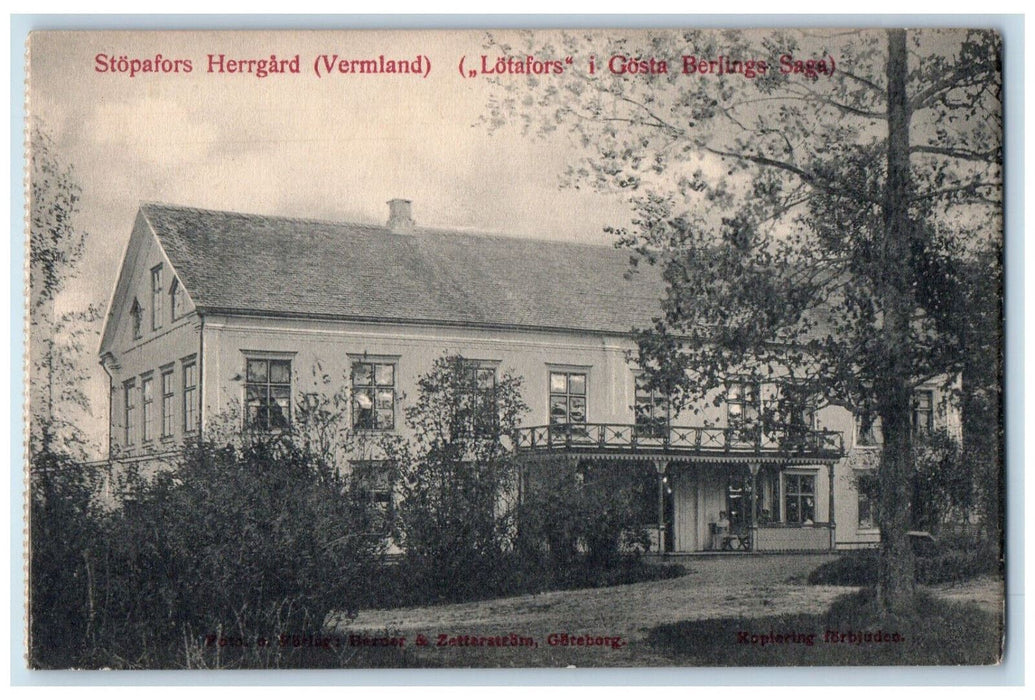 c1910 Lotafors I Gosta Berjings Saga Heerrgard Varmland Sweden Postcard