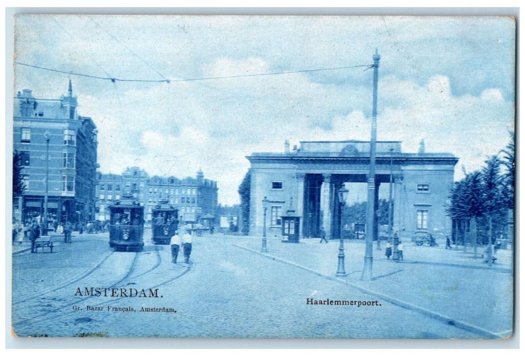 c1910 Trolley Car Haarlemmerpoort Amsterdam Netherlands Antique Postcard