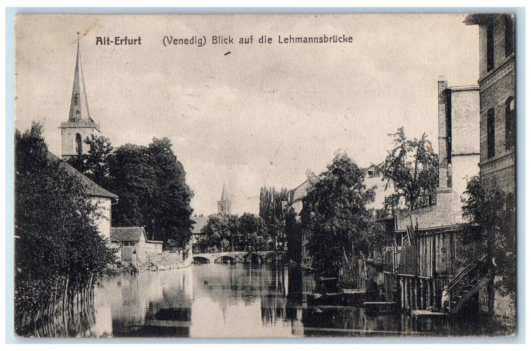 c1910 View Of The Lehmannsbrucke (Venice) Alt-Erfurt Germany Antique Postcard