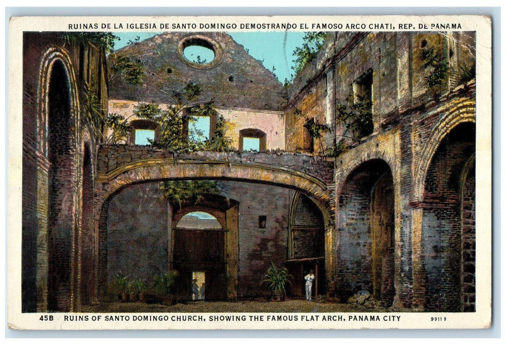 c1930's Ruins of Santo Domingo Church Flat Arch Panama City Postcard