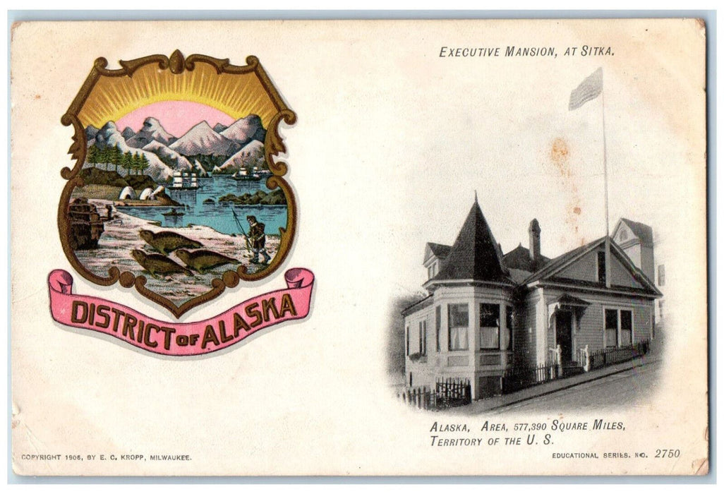 Executive Mansion At Sitka District Of Alaska AK Dual View Antique Postcard