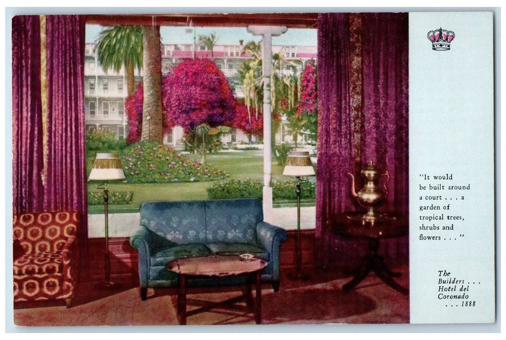 c1950 Hotel Del Coronado Bougainvillea Restaurant Coronado CA Vintage Postcard