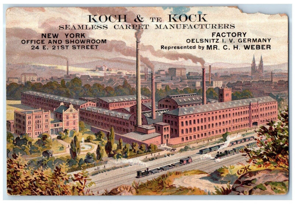 c1910 Koch Kock Seamless Carpet Manufacturers New York NY Advertising Postcard