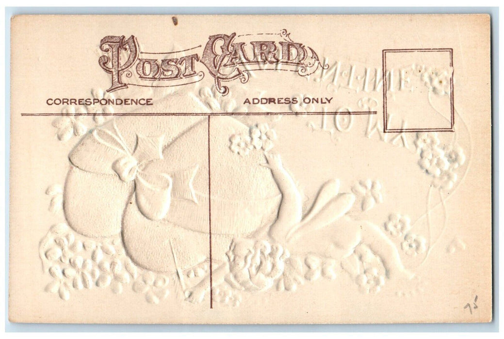 c1910's Valentine Hearts Arrow Pansies Flowers Airbrushed Embossed Postcard