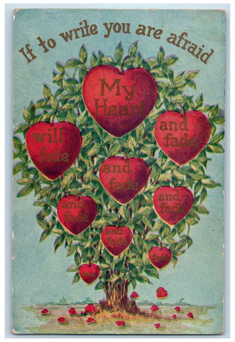 1910 Valentine Hearts Apple Trees Melrose Connecticut CT Antique Postcard