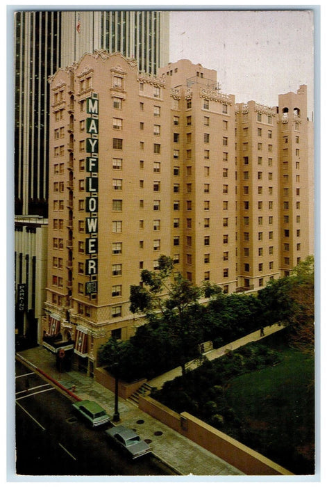 1973 Mayflower Hotel Front View Restaurant Classic Cars Los Angeles CA Postcard