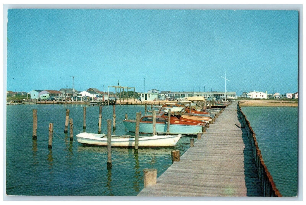 Yacht Basin Boat-lined Scene at Dewey Beach Delaware DE Vintage Postcard